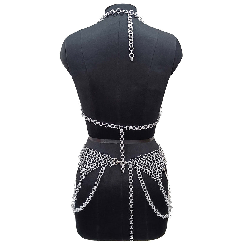 Medieval Chainmail Top and Skirt Set Aluminum Bikini Women's Fantasy Costume