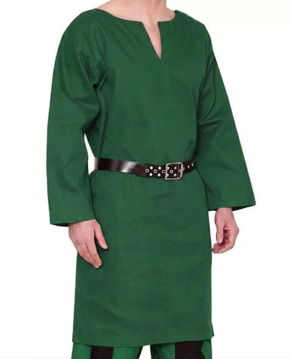 Medieval Red Cotton Tunic Viking Warrior Costume for Halloween Party and Cosplay