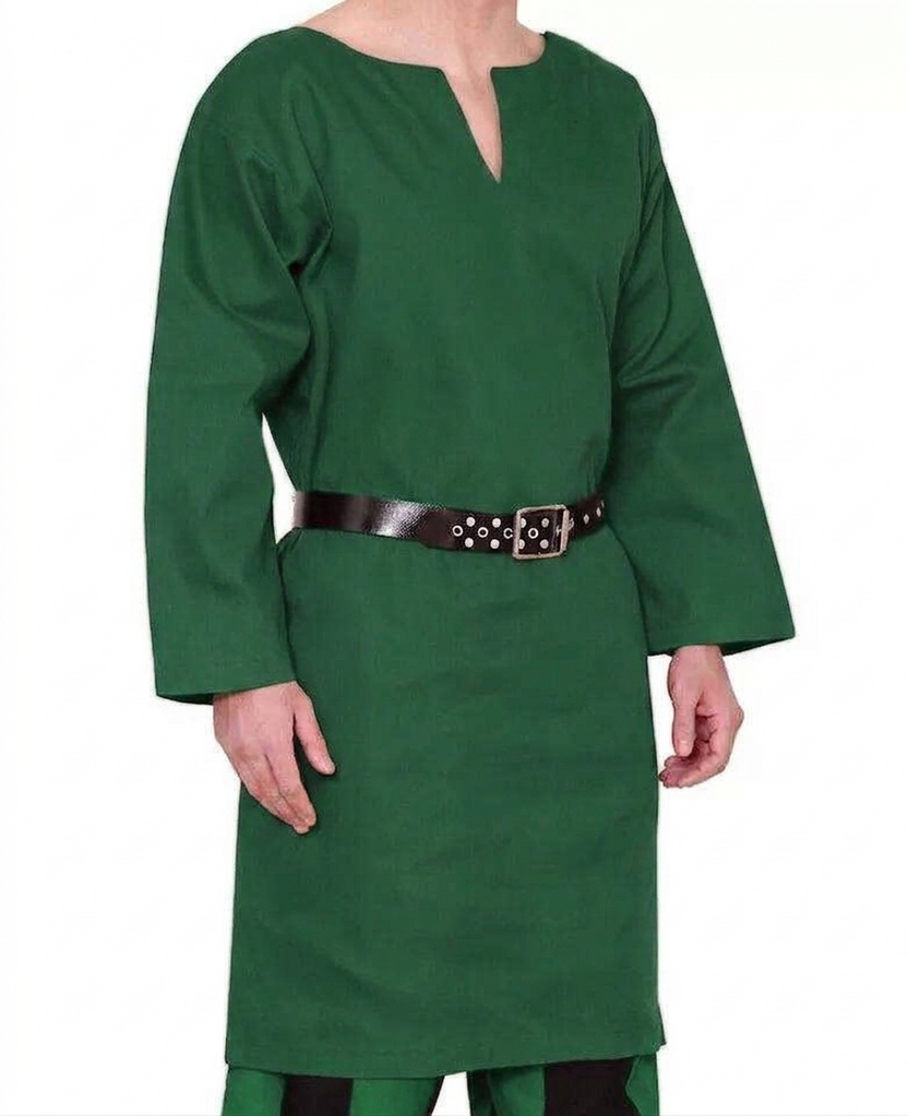 Medieval Red Cotton Tunic Viking Warrior Costume for Halloween Party and Cosplay