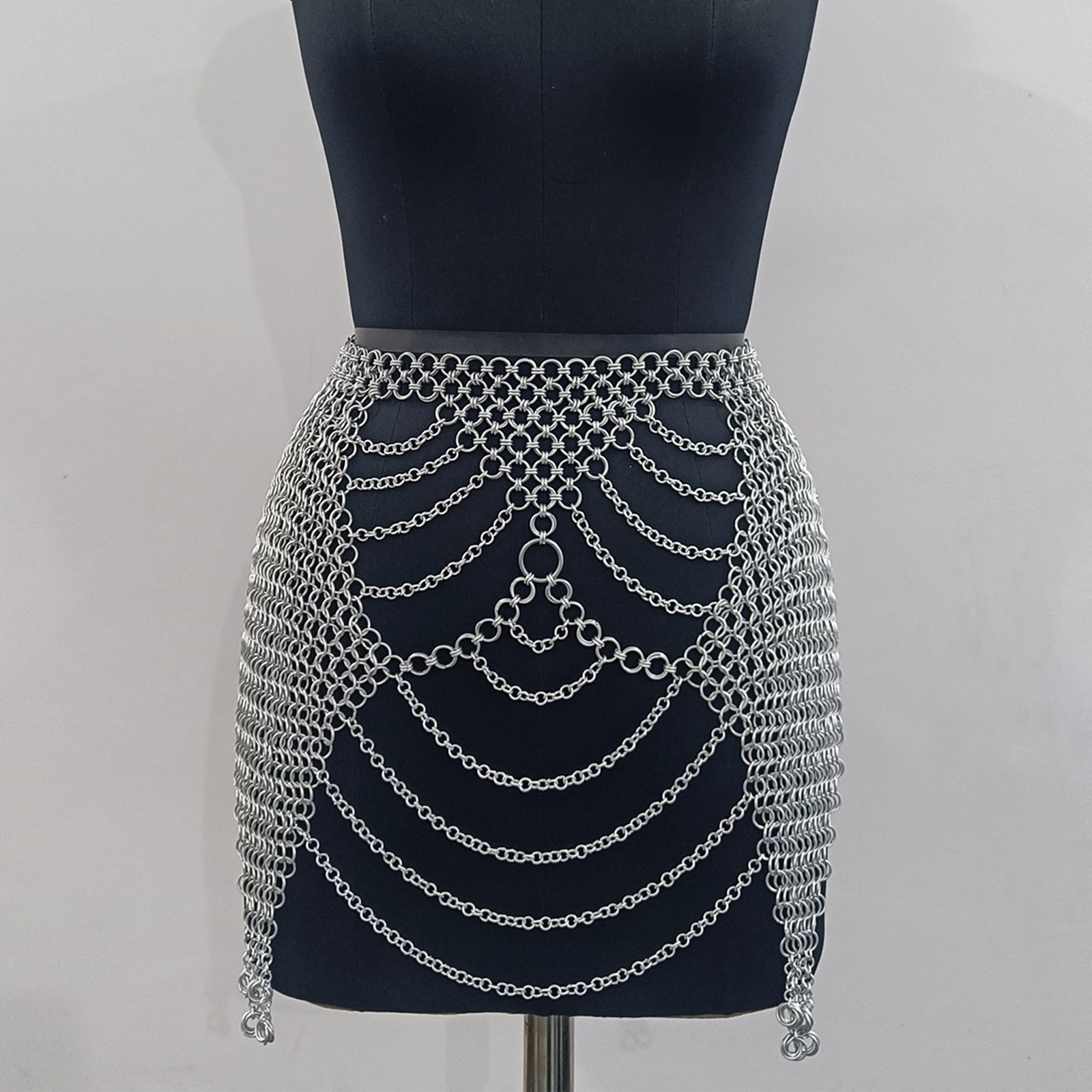 Aluminum Chainmail Skir Butted Ring Mini Skirt Cosplay Costume for Women Party Outfit