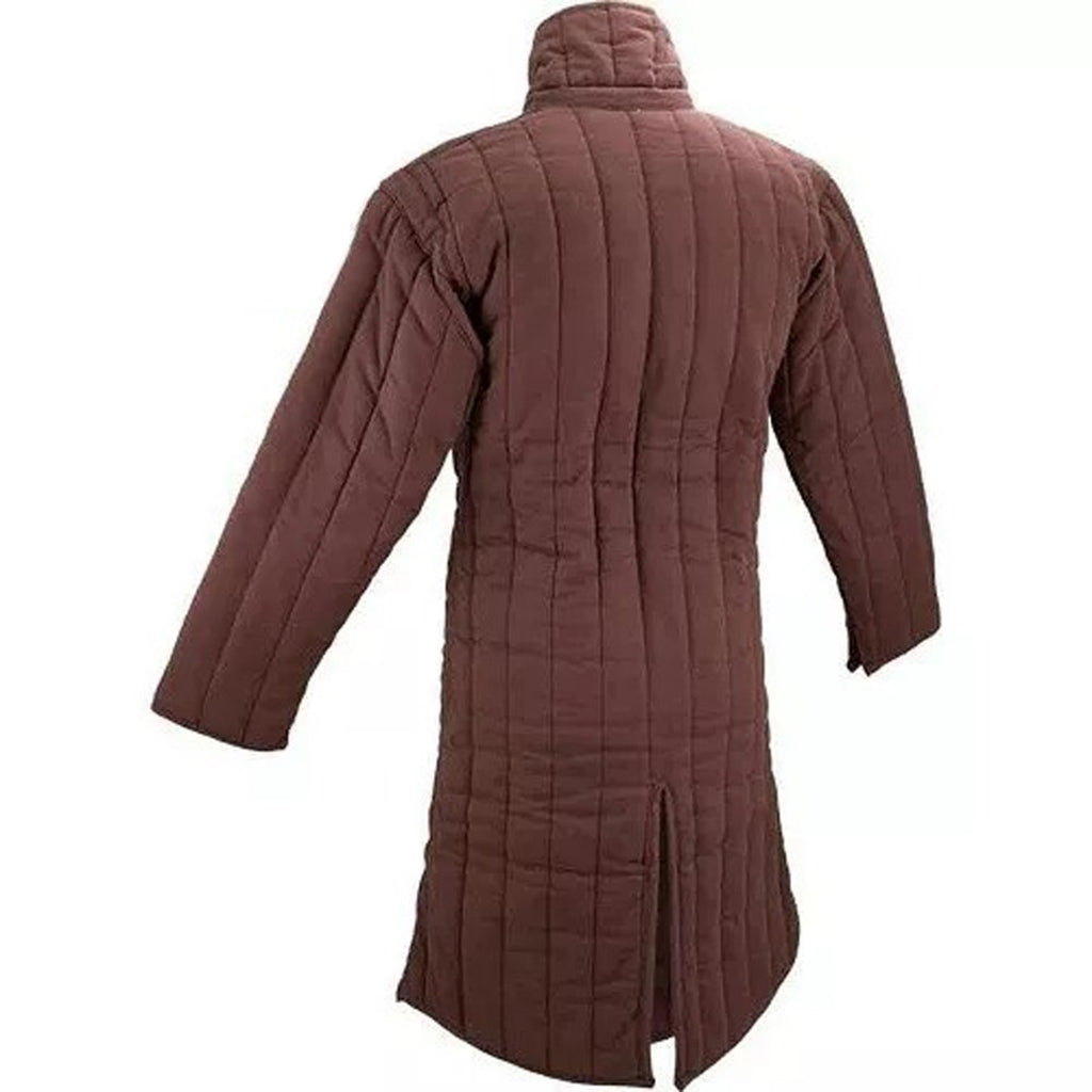 Medieval Quilted Brown Gambeson Padded Armor Long Jacket for LARP and Historical Reenactment