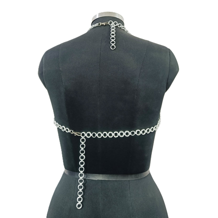Handmade Chainmail Top for Women Silver Aluminum Halter Bra Gothic Festival Outfit Renaissance Faire Armor