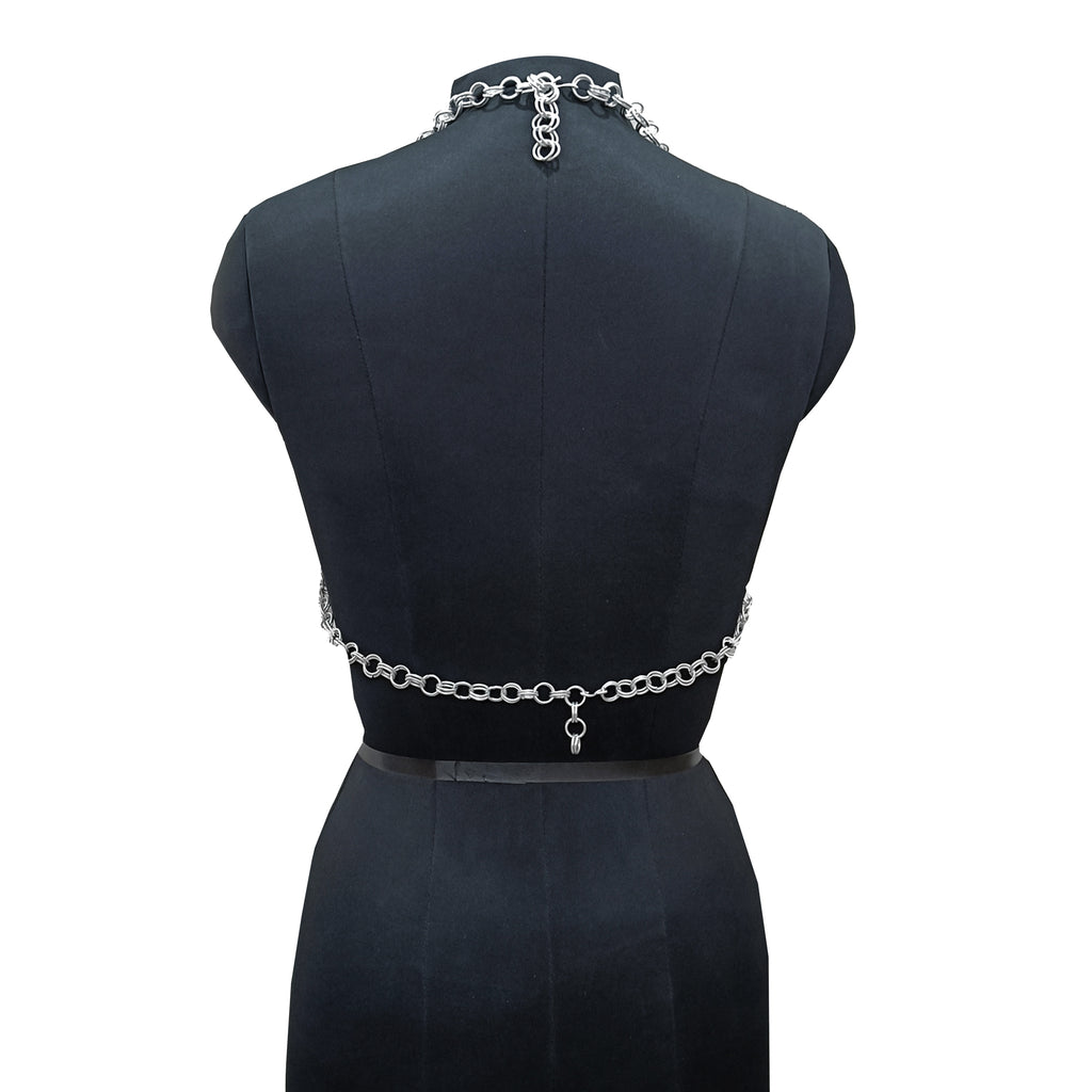 Handmade Aluminum Chainmail Harness Bra Top Lightweight Butted Ring Body Jewelry Gothic Renfaire Outfit for LARP