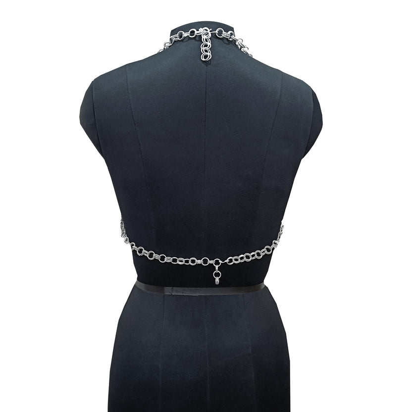 Handmade Aluminum Chainmail Harness Bra Top Lightweight Butted Ring Body Jewelry Gothic Renfaire Outfit for LARP