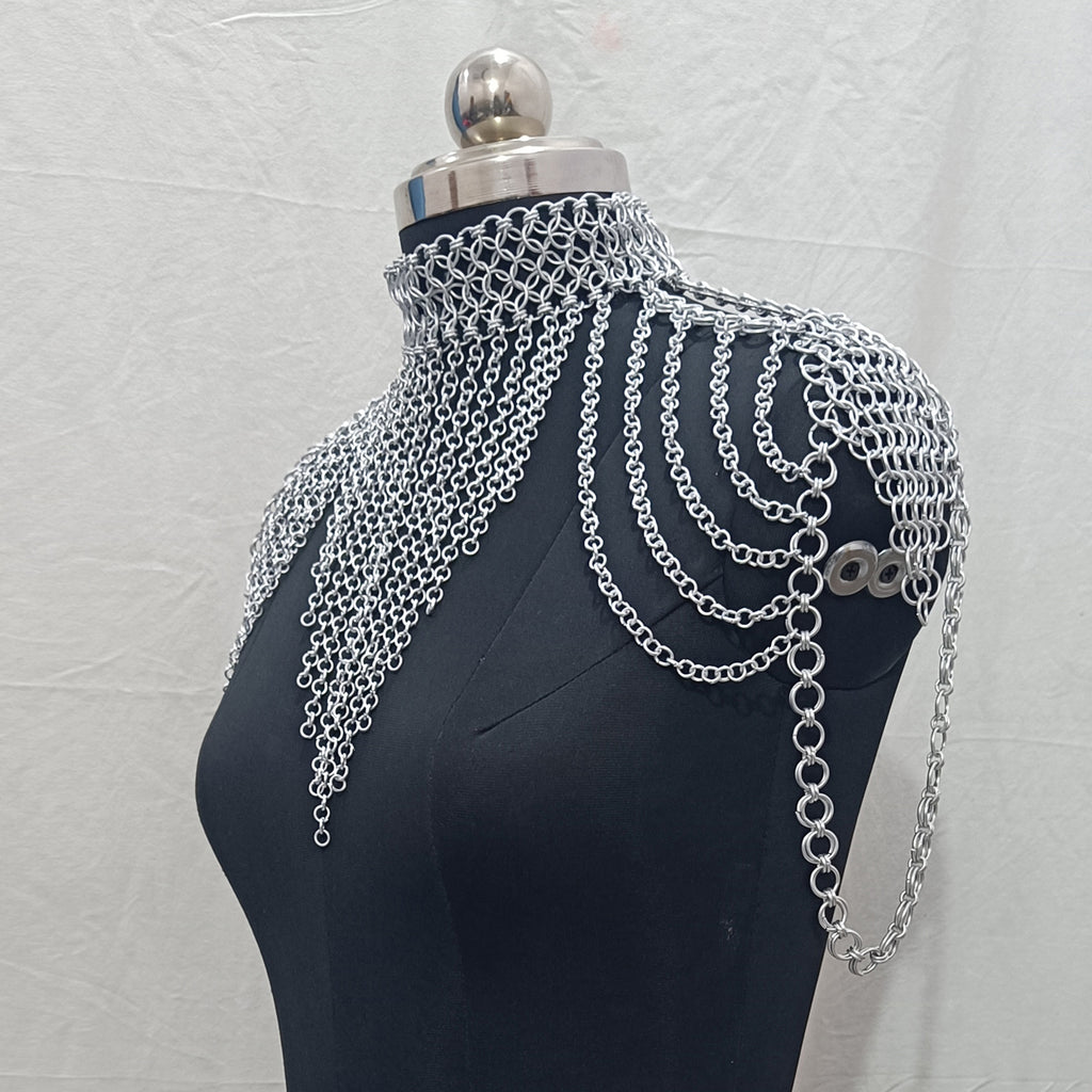 Aluminum Chainmail Collar Butted Ring Neck Armor Women LARP Renaissance Costume