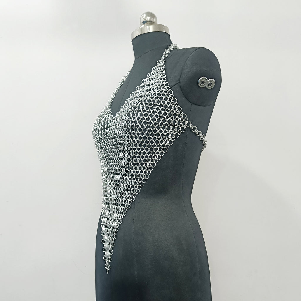 Handmade Aluminum Chainmail Top Lightweight Silver Armor Medieval Gothic Festival Costume