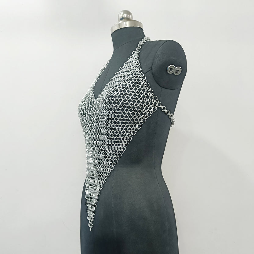 Handmade Aluminum Chainmail Top Lightweight Silver Armor Medieval Gothic Festival Costume