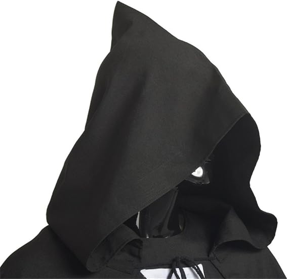 Medieval Knight Templar Cotton Hooded Cloak and Tunic Set Black Crusader Costume for Cosplay and Halloween