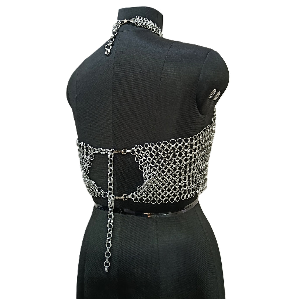 Medieval Aluminum Chainmail Top Halter Neck 10mm Ring Women Fantasy Costume Outfit Festival Wear