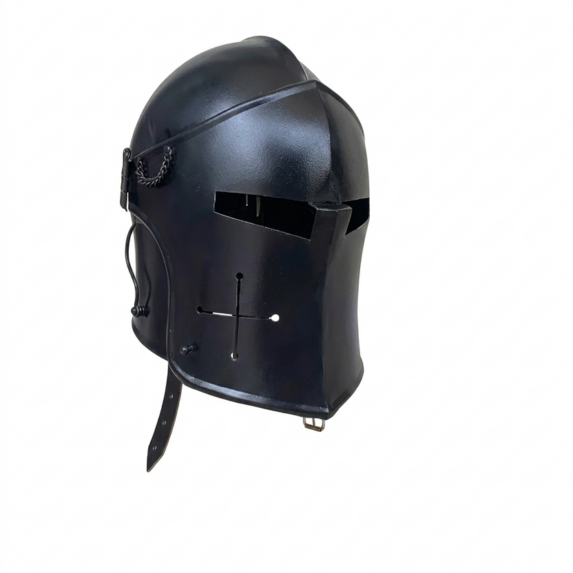 Medieval Black Barbuta Helmet Mild Steel Knight Armor for LARP Cosplay and Reenactment