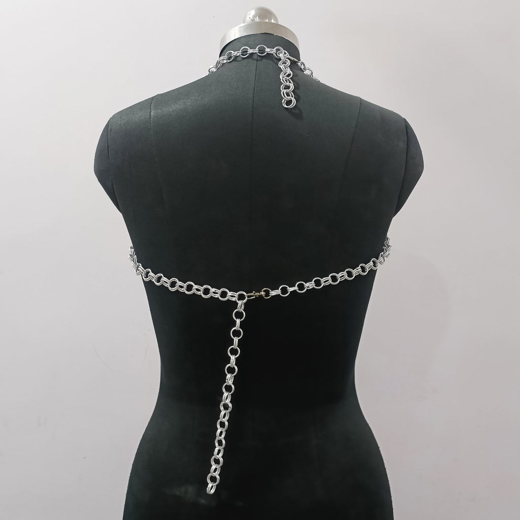 Women's Aluminum Chainmail Top Lightweight Butted Ring Bra Halloween Costume
