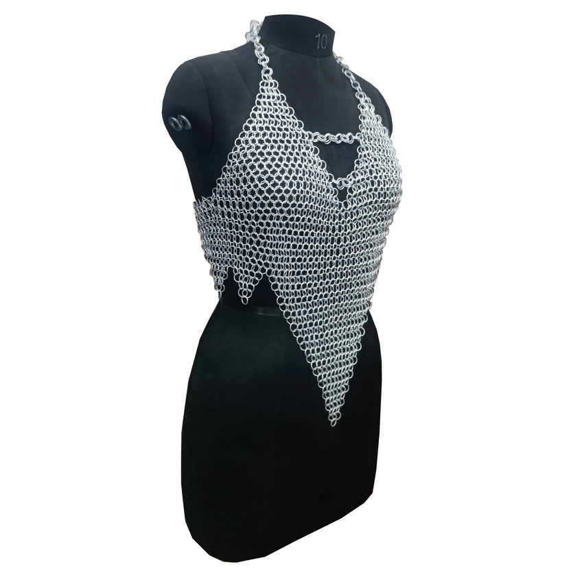 Medieval Aluminum Chainmail Top for Women Handmade Fantasy Armor Renaissance Faire LARP Festival Costume
