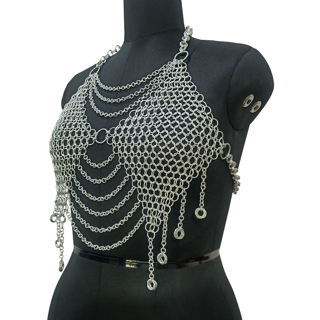 Handmade Aluminum Chainmail Top Lightweight Butted Ring Bra Women's Party Outfit