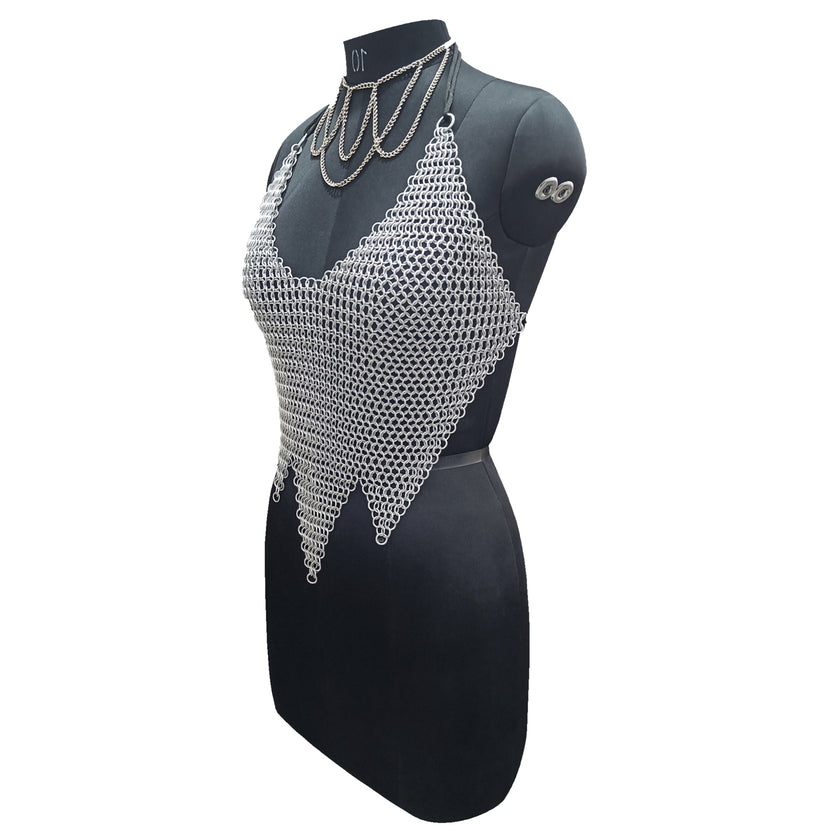 Handmade Aluminum Chainmail Top Fantasy Festival Outfit for Women Halloween Gift