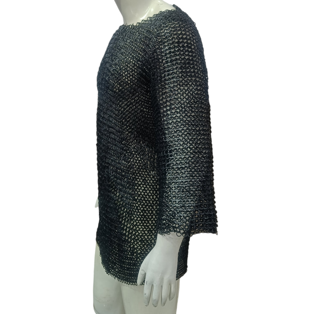 Mild Steel Chainmail Shirt Flat Riveted with Washer Ring Half Sleeve Hauberk Armor
