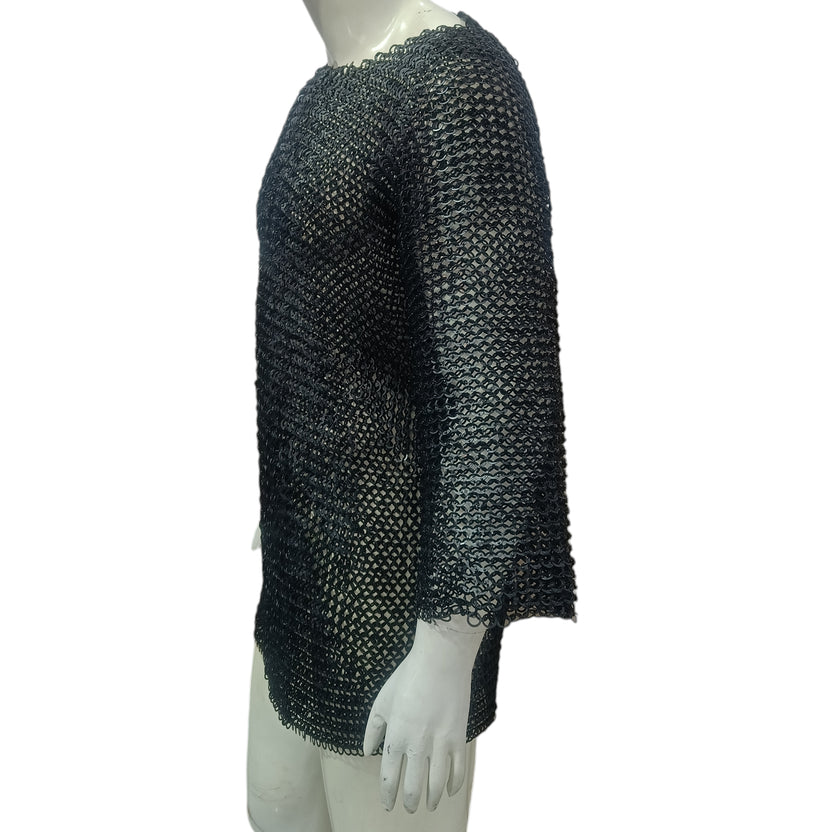 Mild Steel Chainmail Shirt Flat Riveted with Washer Ring Half Sleeve Hauberk Armor