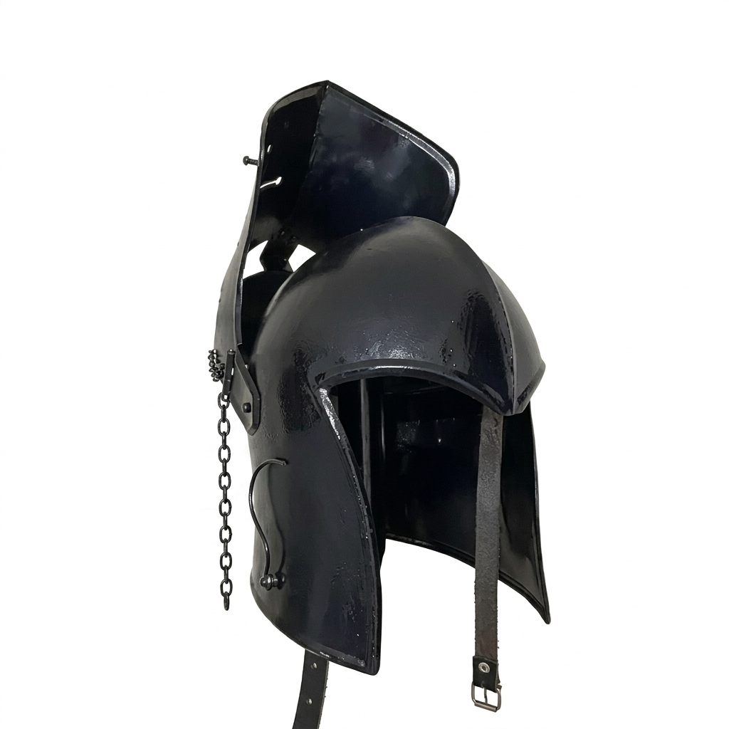 Medieval Black Barbuta Helmet Mild Steel Knight Armor for LARP Cosplay and Reenactment