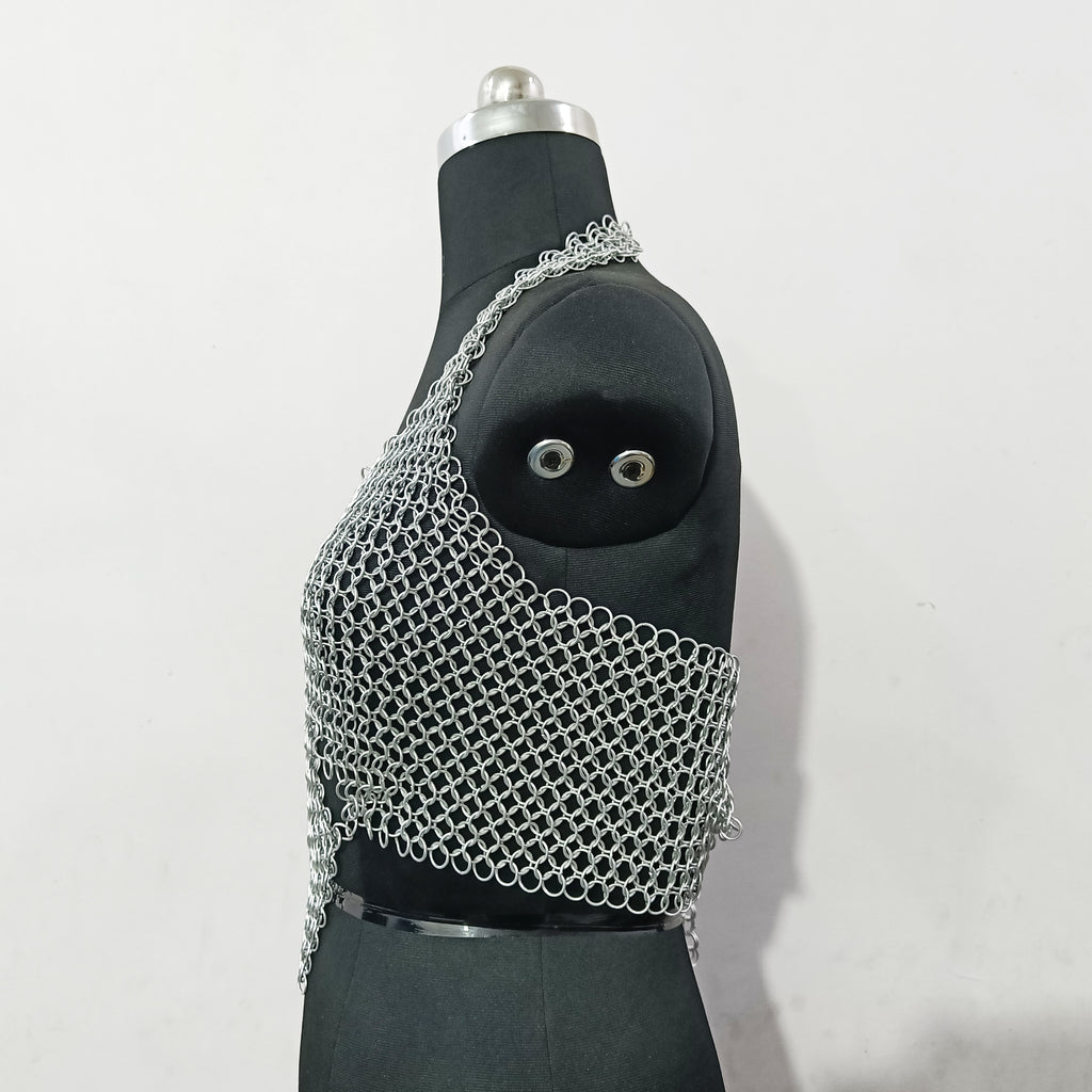 Handmade Chainmail Bra Top for Women Aluminum Medieval Armor Gothic Festival Outfit and Halloween Gift