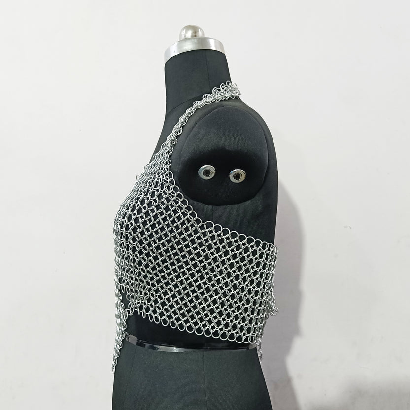 Handmade Chainmail Bra Top for Women Aluminum Medieval Armor Gothic Festival Outfit and Halloween Gift