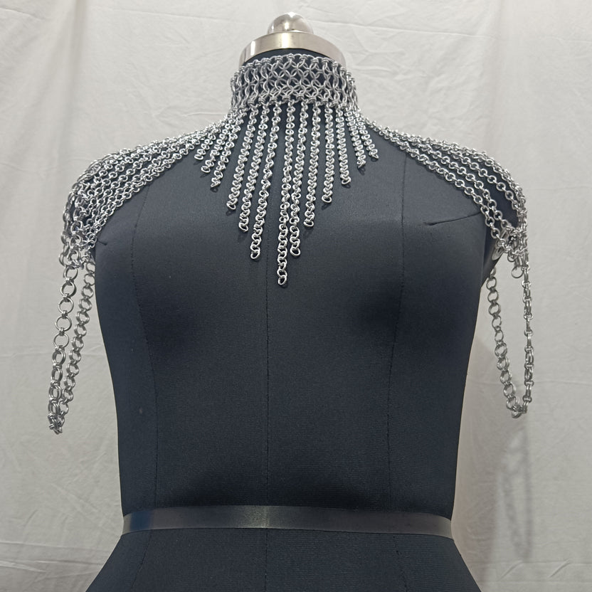 Aluminum Chainmail Collar Butted Ring Neck Armor Women LARP Renaissance Costume