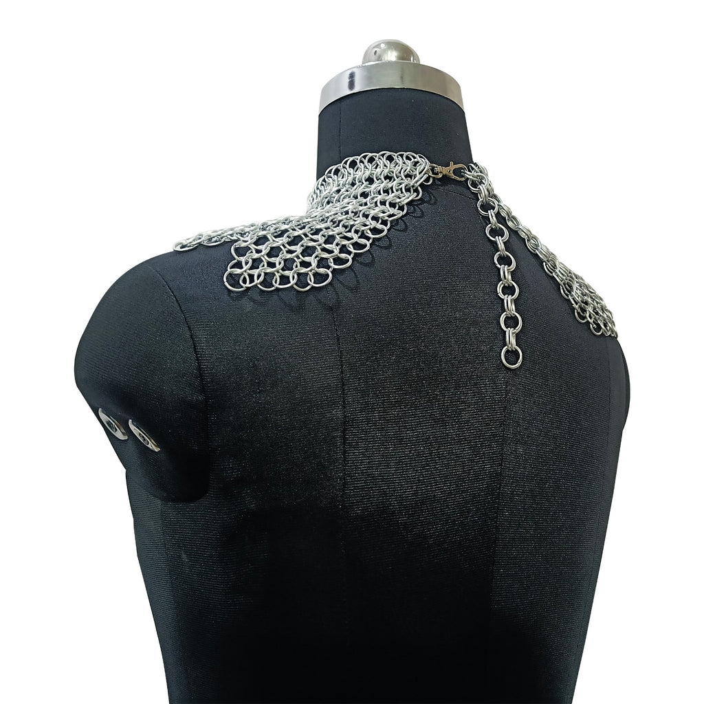 Medieval Aluminium Chainmail Collar Zig-Zag Neck Armor for Women Festival Outfit