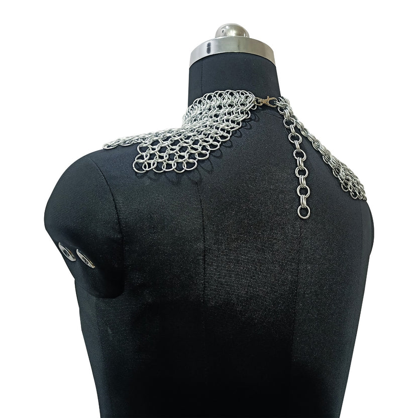 Medieval Aluminium Chainmail Collar Zig-Zag Neck Armor for Women Festival Outfit
