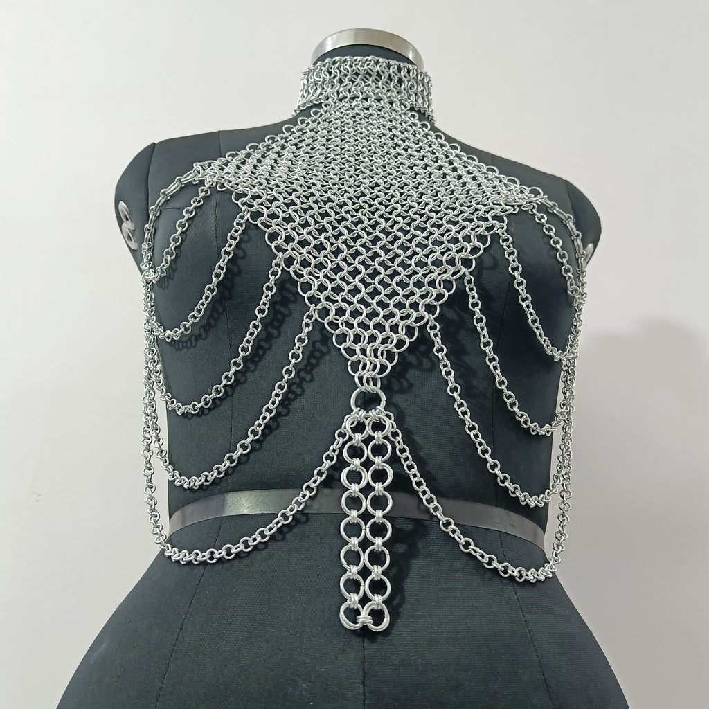 Aluminum Chainmail Top Handmade Fantasy Halter Bra Gothic Rave Festival Outfit Renaissance Faire Armor