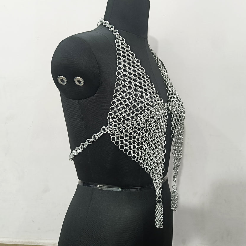 Women’s Aluminum Chainmail Top Handmade Fantasy Armor Renaissance Faire Halloween Gift