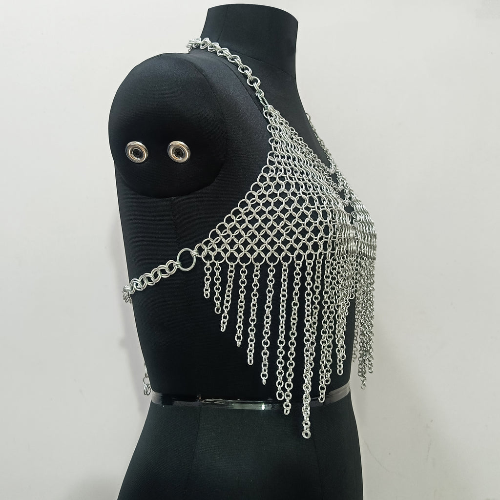 Handmade Chainmail Top Aluminum Fantasy Bra Gothic Rave Festival Outfit Renaissance Faire Armor