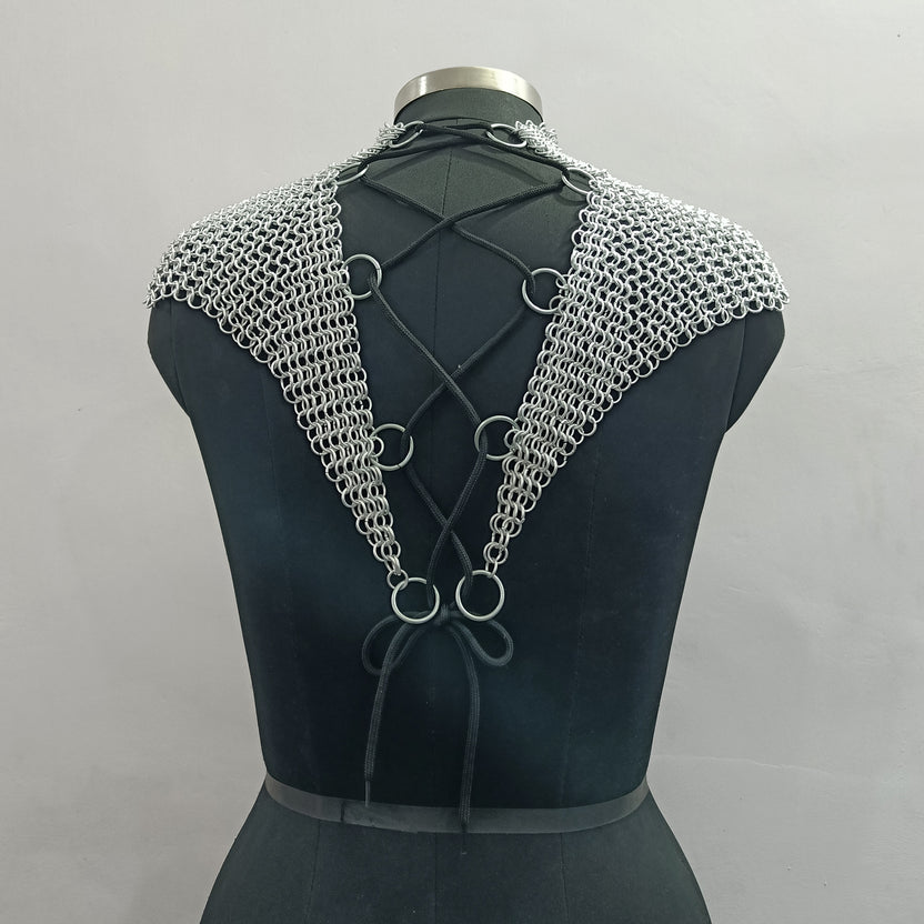 Medieval Aluminum Chainmail Collar for Women Lightweight Butted Ring Halter Neck Armor