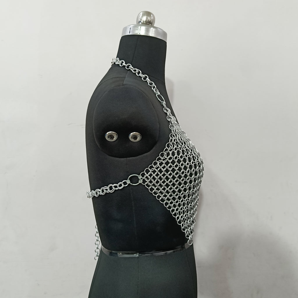 Aluminum Chainmail Top Handmade Lightweight Butted Ring Bra Women's Cosplay Party Outfit