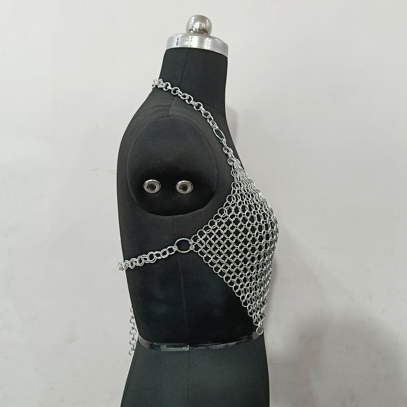 Aluminum Chainmail Top Handmade Lightweight Butted Ring Bra Women's Cosplay Party Outfit