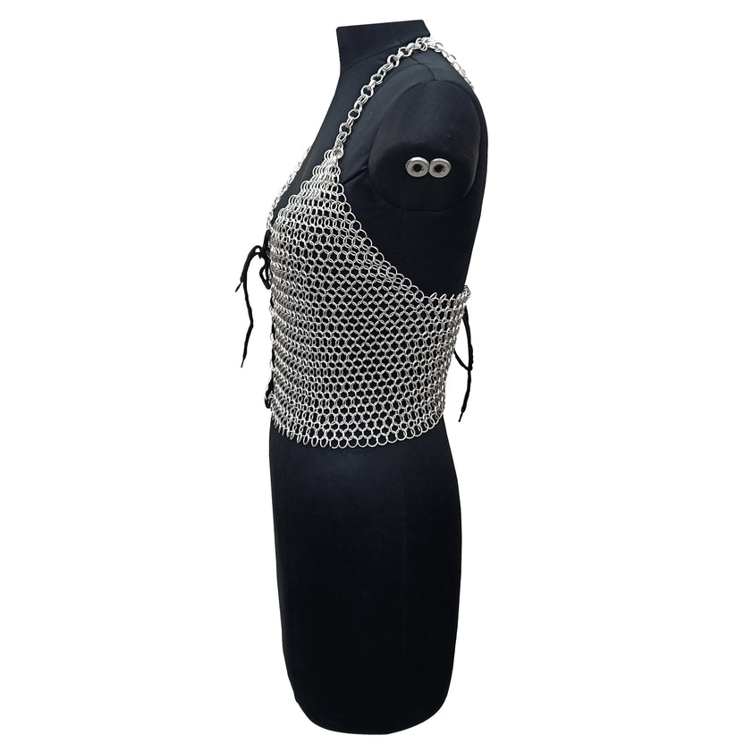 Handmade Aluminum Chainmail Top Lightweight Silver Armor Medieval Gothic Festival Costume