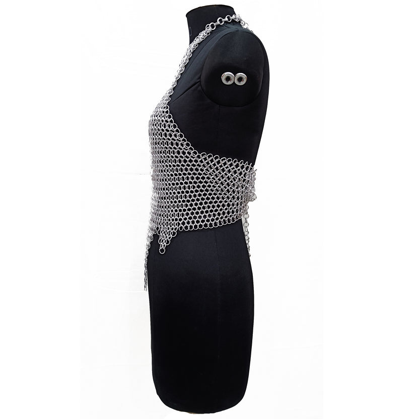 Medieval Chainmail Top for Women Aluminum Halter Bra Armor Cosplay Halloween Festival Outfit