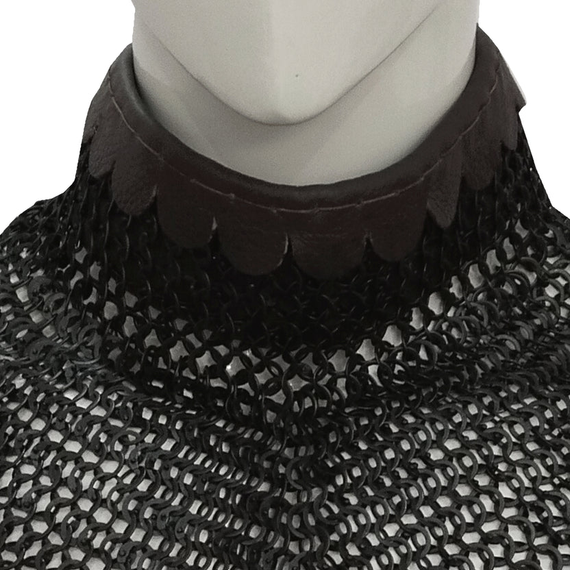 Mild Steel Chainmail Round Collar Flat Riveted Rings Neck Protection for LARP Cosplay
