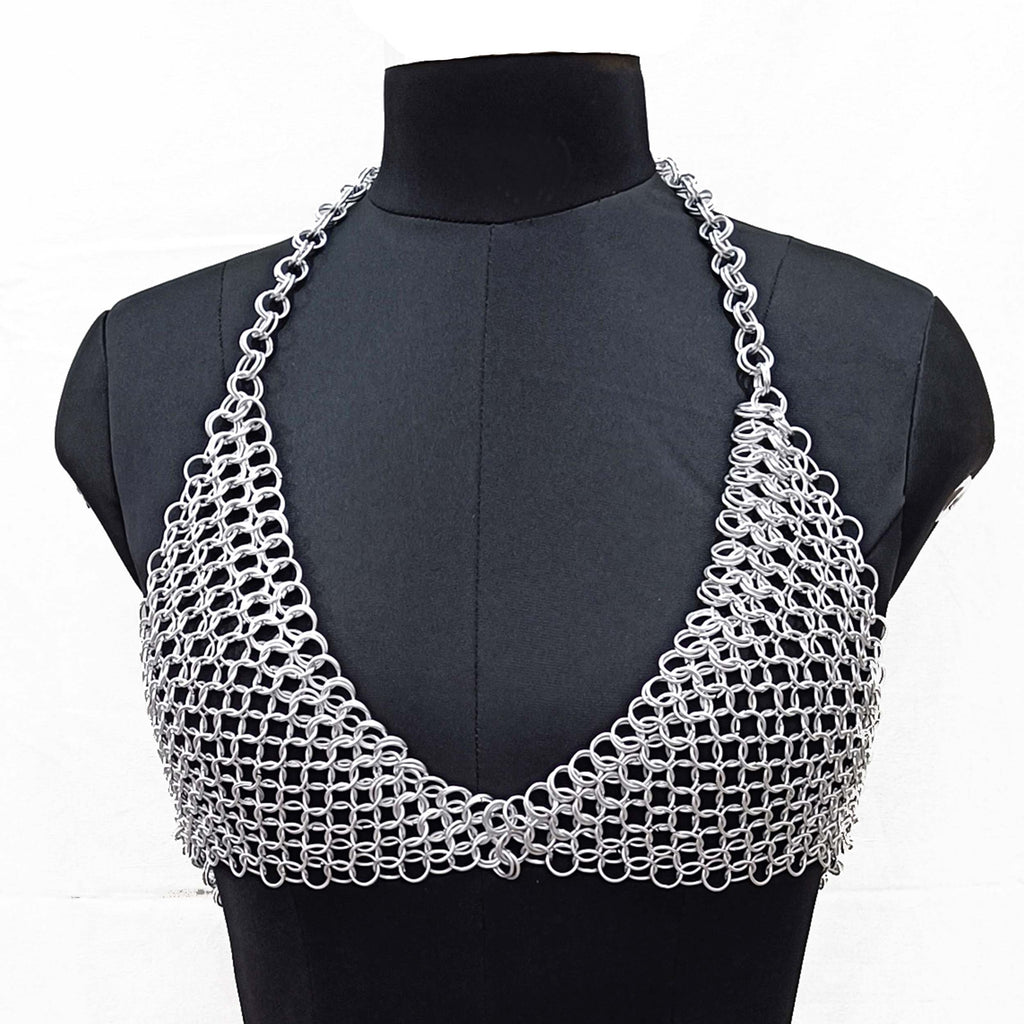 Medieval Chainmail Top and Skirt Set Aluminum Bikini Women's Fantasy Costume