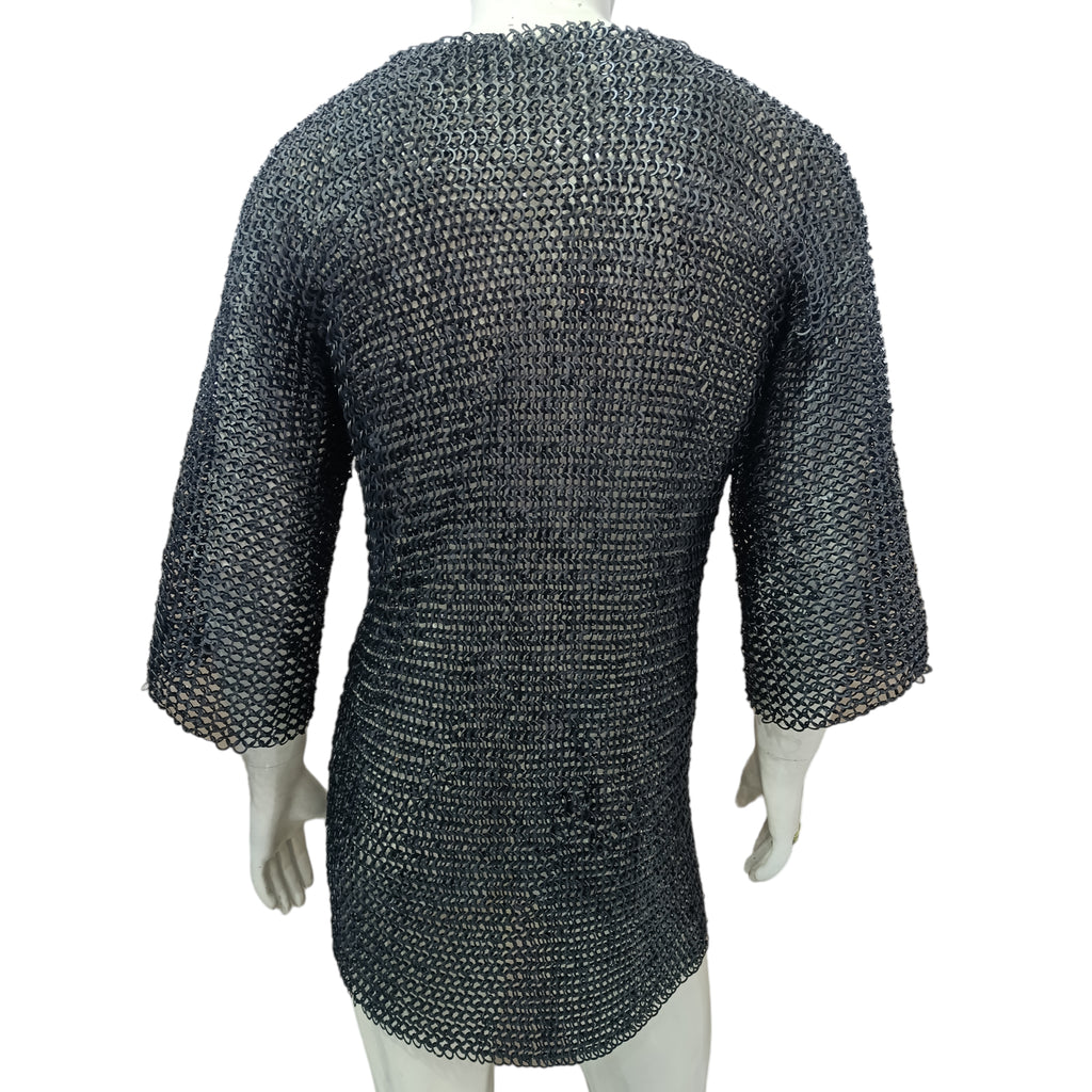 Mild Steel Chainmail Shirt Flat Riveted with Washer Ring Half Sleeve Hauberk Armor