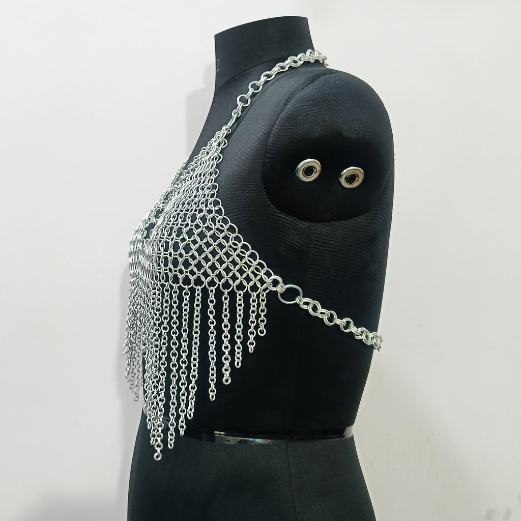 Handmade Chainmail Top Aluminum Fantasy Bra Gothic Rave Festival Outfit Renaissance Faire Armor