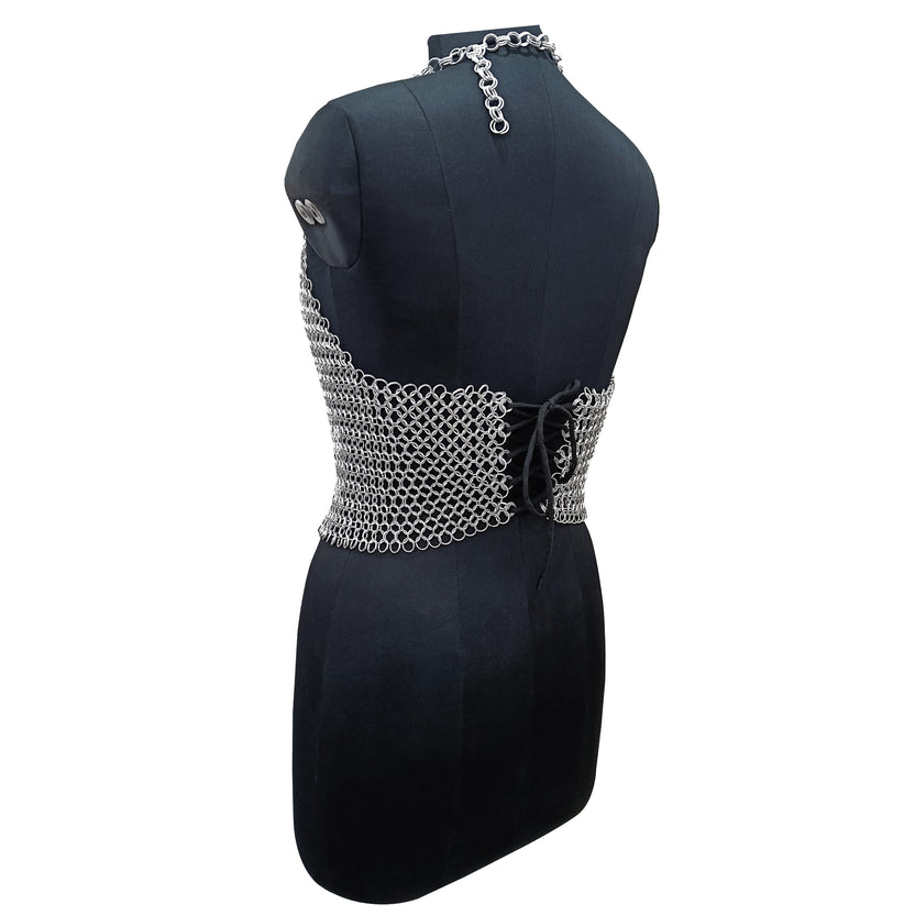 Handmade Aluminum Chainmail Top Lightweight Silver Armor Medieval Gothic Festival Costume