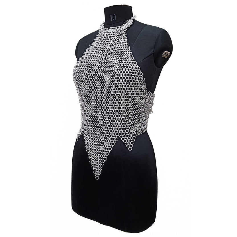 Medieval Chainmail Top for Women Aluminum Halter Bra Armor Cosplay Halloween Festival Outfit