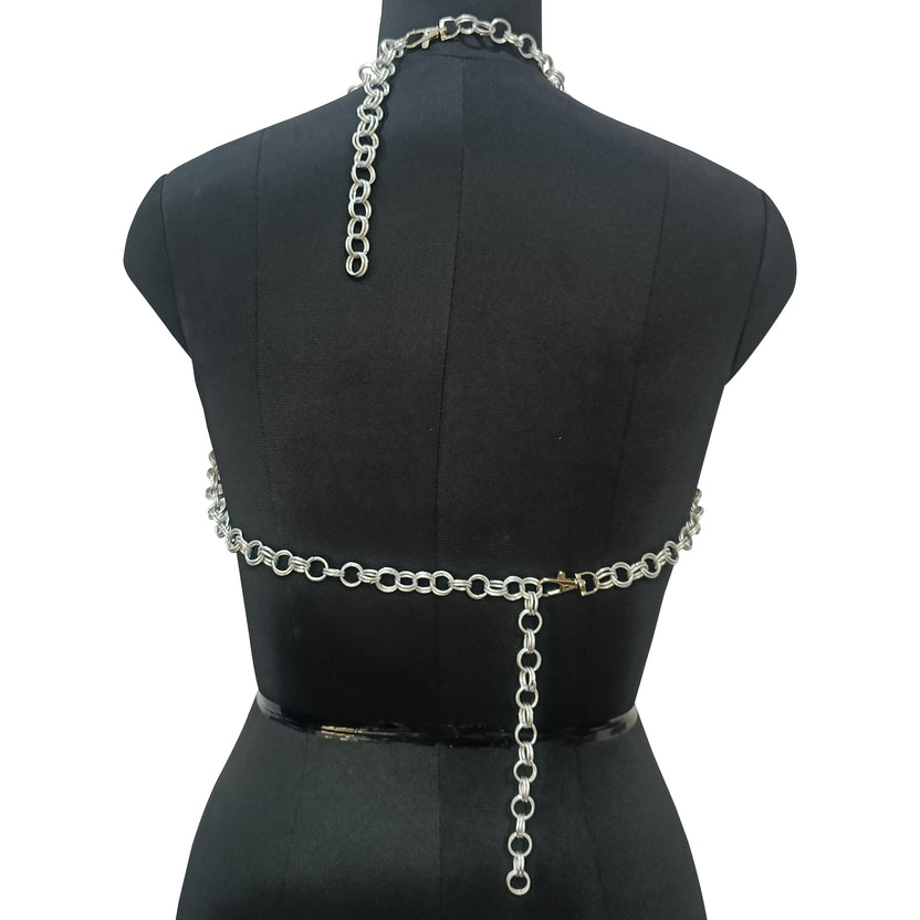 Medieval Chainmail Top for Women Aluminum Fantasy Festival Outfit Gothic Halloween Costume