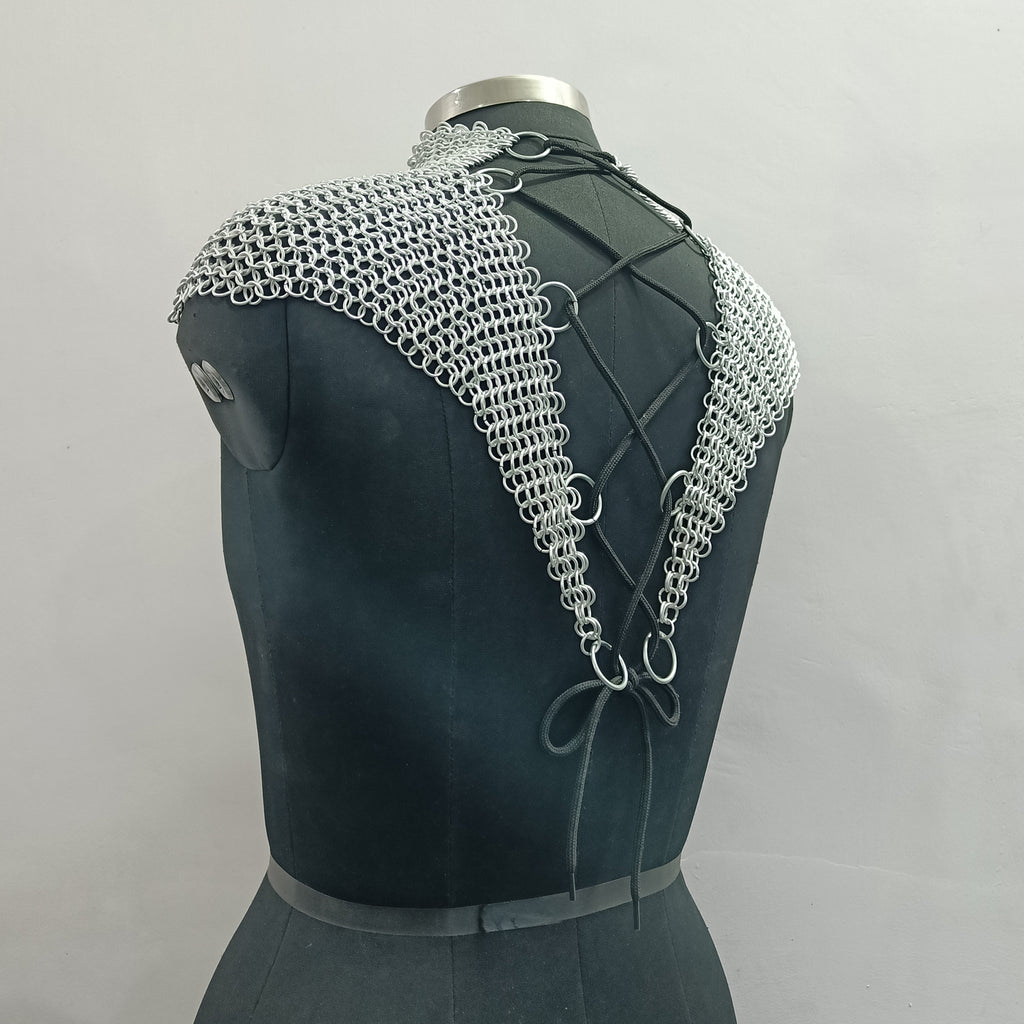 Medieval Aluminum Chainmail Collar for Women Lightweight Butted Ring Halter Neck Armor