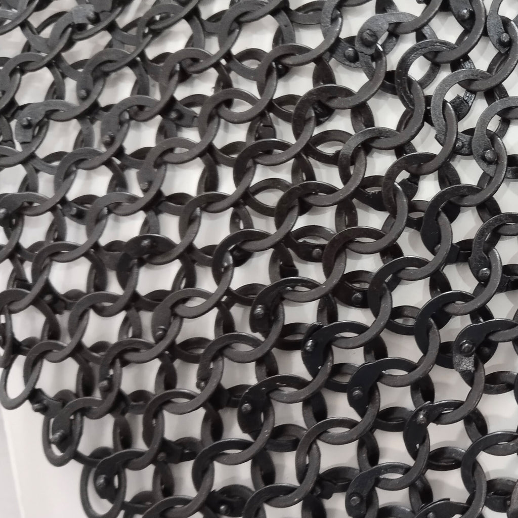 Mild Steel Chainmail Round Collar Flat Riveted Rings Neck Protection for LARP Cosplay