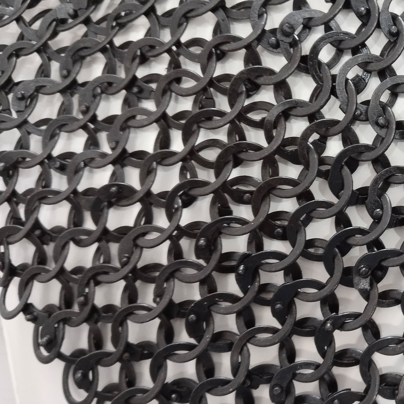 Mild Steel Chainmail Round Collar Flat Riveted Rings Neck Protection for LARP Cosplay