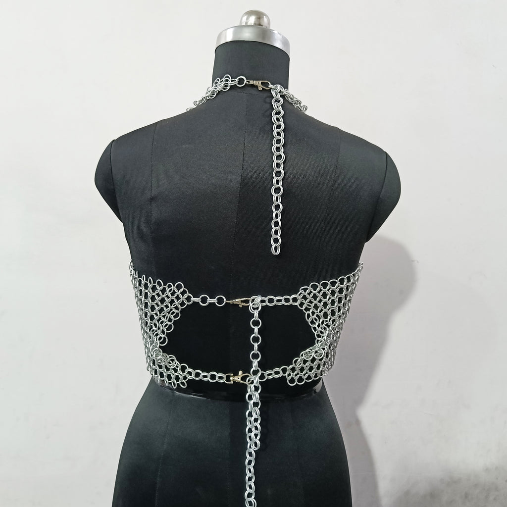 Handmade Chainmail Bra Top for Women Aluminum Medieval Armor Gothic Festival Outfit and Halloween Gift