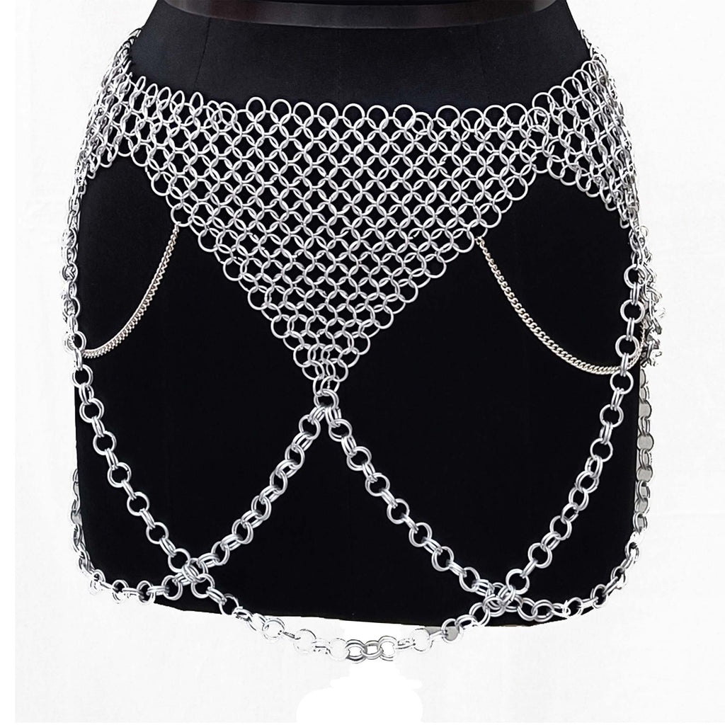 Medieval Chainmail Top and Skirt Set Aluminum Bikini Women's Fantasy Costume