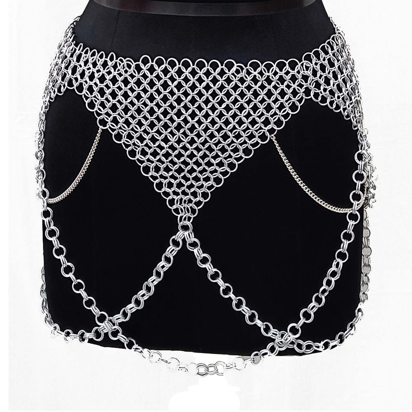 Medieval Chainmail Top and Skirt Set Aluminum Bikini Women's Fantasy Costume