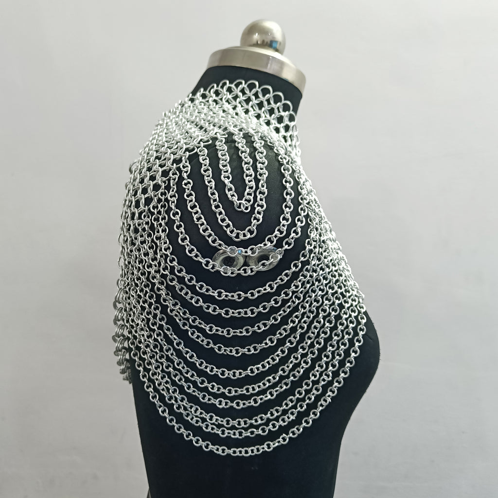 Aluminum Chainmail Collar Lightweight Butted Ring Shoulder Armor LARP Cosplay Renaissance Faire Costume