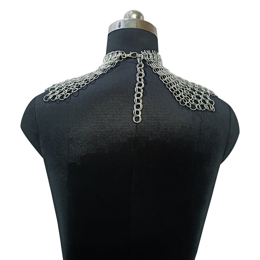 Medieval Aluminium Chainmail Collar Zig-Zag Neck Armor for Women Festival Outfit