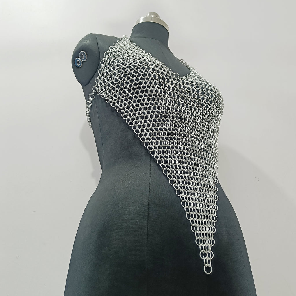 Handmade Aluminum Chainmail Top Lightweight Silver Armor Medieval Gothic Festival Costume
